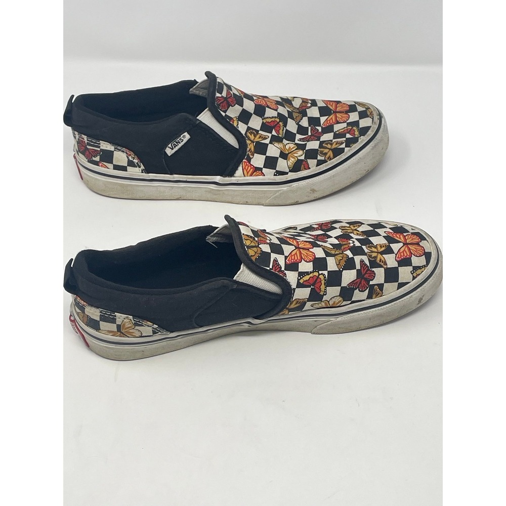 Vans Asher Butterfly Checkerboard Slip On Shoes Girls Size 4 / Womens 5.5 Skate - Picture 5 of 12